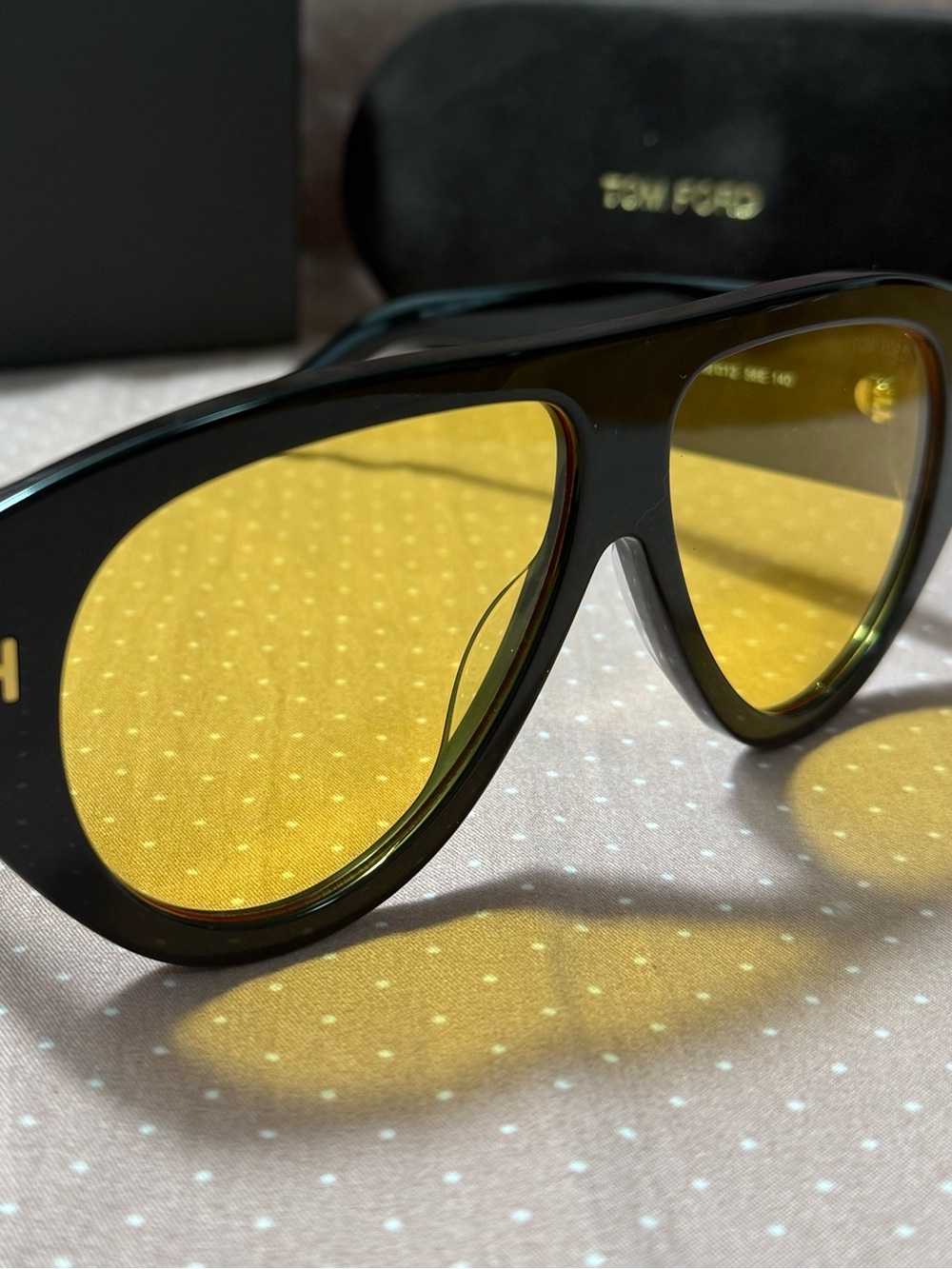 Tom Ford Black Frame Sunglasses with Yellow Lenses
